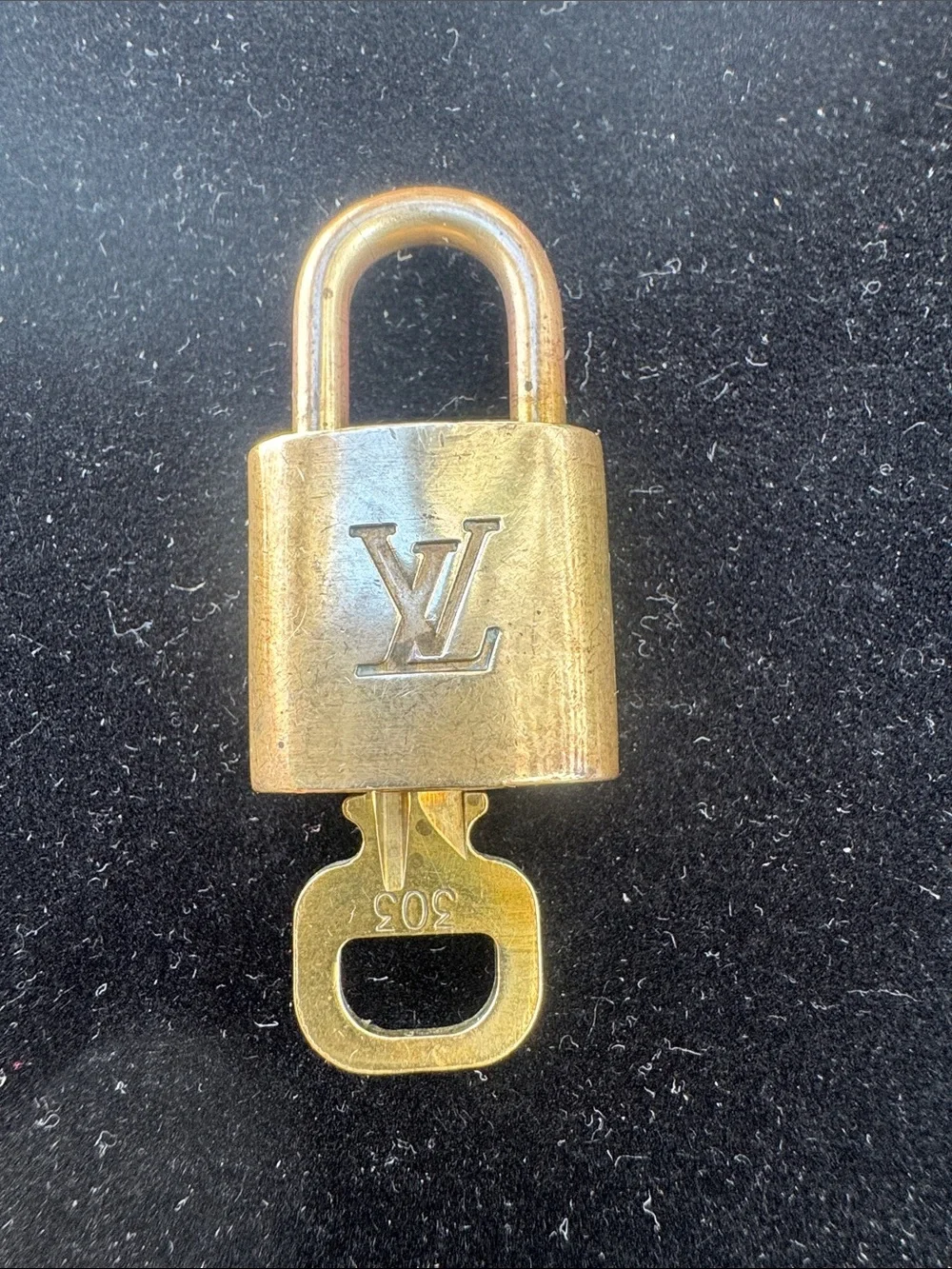 Louis Vuitton 303 Gold Padlock and Key Set